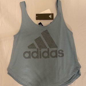 Adidas Women's ID Graphic Logo Tank Top Blue Med